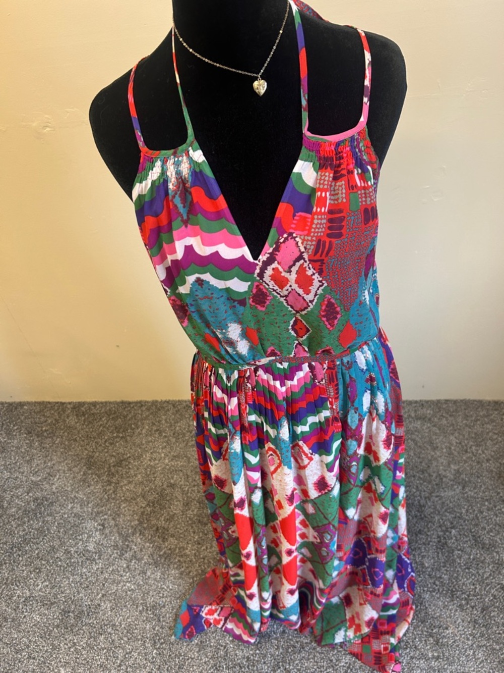 Anthropologie Multi-Color Tribal Print Spaghetti Strap Maxi Dress